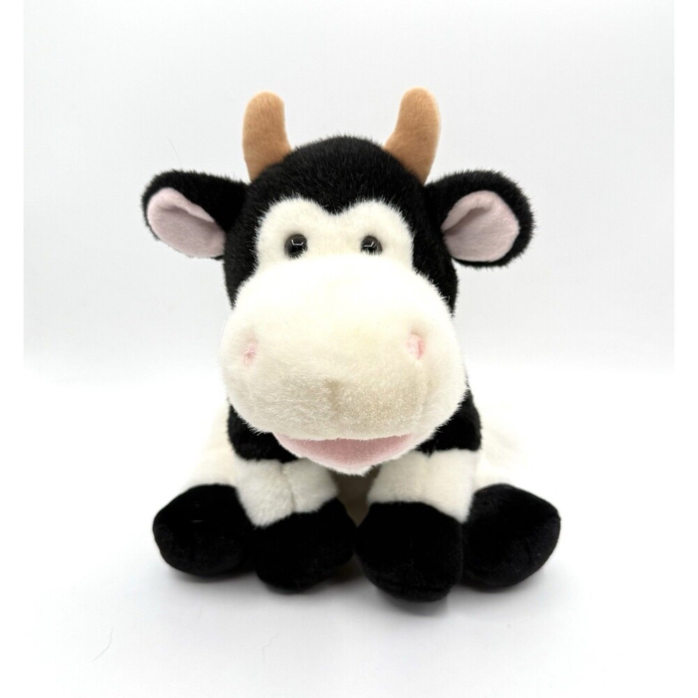 Russ Berrie Clarise Cow Hand Puppet 14" Plush Stuffed Animal Black & White EUC